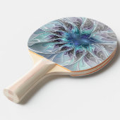 Abstrakte moderne Fraktal-Blume mit Blau geblüht Tischtennis Schläger (Vorderseite)