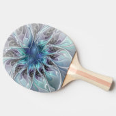 Abstrakte moderne Fraktal-Blume mit Blau geblüht Tischtennis Schläger (Seitenansicht)