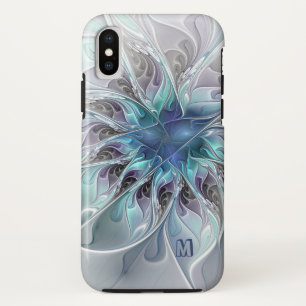 Abstrakte moderne Fraktal-Blume mit blauem Case-Mate iPhone Hülle
