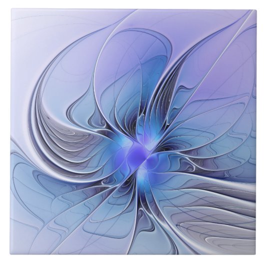 Abstrakte moderne fraktale Kunst Lavendelblau Fliese (Vorderseite)