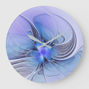 Abstrakte moderne fraktale Kunst Lavendelblau Große Wanduhr