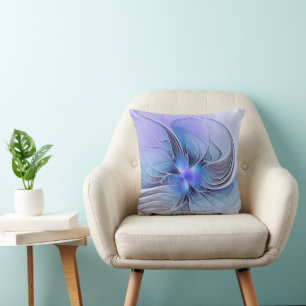 Abstrakte moderne fraktale Kunst Lavendelblau Kissen