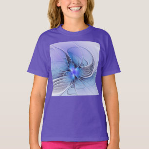Abstrakte moderne fraktale Kunst Lavendelblau T-Shirt