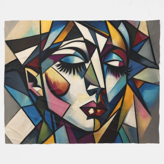 Abstrakte moderne Frau mutig malen Fleecedecke (Vorderseite (Horizontal))