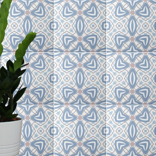 Abstrakte moderne Geometrie in Blau und Weiß Op Fliese