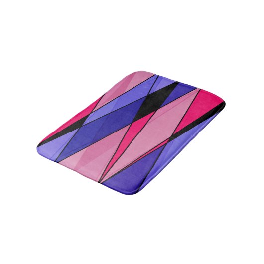 Abstrakte moderne geometrische Formen Dreiecke ros Badematte (Schrägansicht)