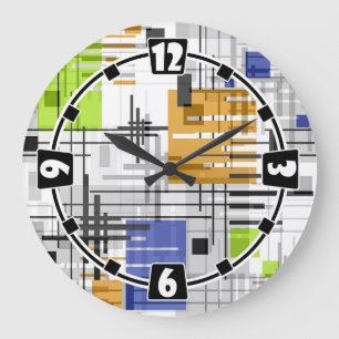Abstrakte moderne geometrische Formen gestreift li Große Wanduhr