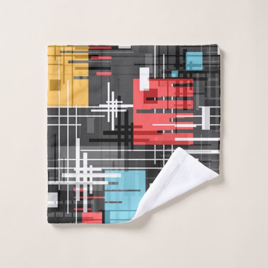 Abstrakte, moderne geometrische Formen, Streifen Badhandtuch Set (Waschlappen)