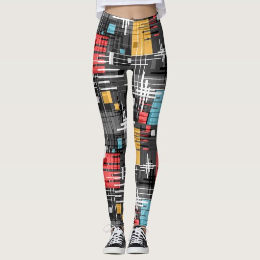 Abstrakte, moderne geometrische Formen, Streifen Leggings (Vorderseite)