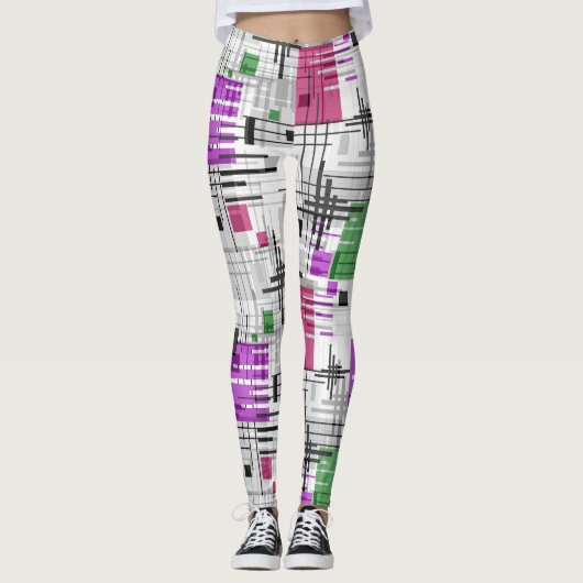 Abstrakte, moderne geometrische Formen, Streifen Leggings (Vorderseite)