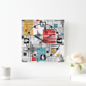 Abstrakte, moderne geometrische Formen, Streifen Quadratische Wanduhr (Zuhause)