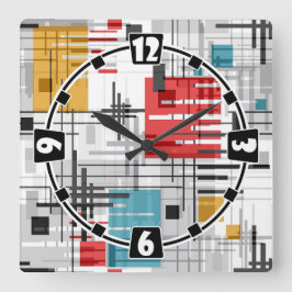 Abstrakte, moderne geometrische Formen, Streifen Quadratische Wanduhr