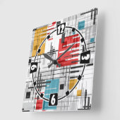 Abstrakte, moderne geometrische Formen, Streifen Quadratische Wanduhr (Winkel)