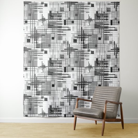 Abstrakte, moderne geometrische Formen, Streifen Wandteppich (Beispiel)