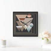 Abstrakte moderne geometrische futuristische Kunst Quadratische Wanduhr (Zuhause)
