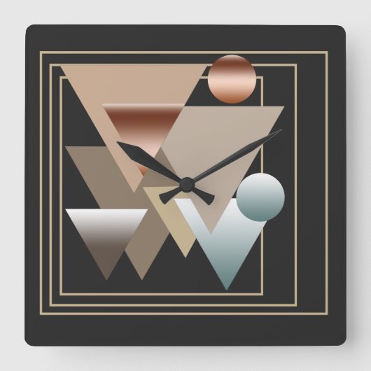 Abstrakte moderne geometrische futuristische Kunst Quadratische Wanduhr (Vorderseite)