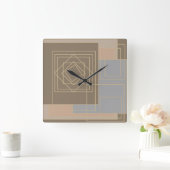 Abstrakte moderne geometrische Kunst Quadratische Wanduhr (Zuhause)