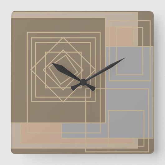 Abstrakte moderne geometrische Kunst Quadratische Wanduhr (Vorderseite)