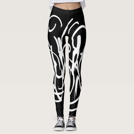 abstrakte moderne geometrische Linienkunst Leggings (Vorderseite)