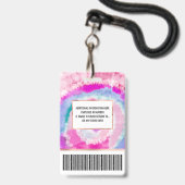 Abstrakte, moderne Girly Pink Gefärbte Krawatte Pa Ausweis (Rückseite mit Lanyard)