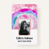 Abstrakte, moderne Girly Pink Gefärbte Krawatte Pa Ausweis (Vorderseite)