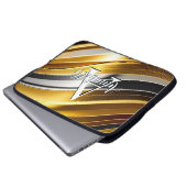 Abstrakte moderne Gold Silver & Bronze Waves Laptopschutzhülle (Vorne Knopf)