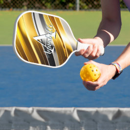 Abstrakte moderne Gold Silver & Bronze Waves Pickleball Schläger