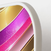 Abstrakte moderne Gold Silver & Pink Waves Pickleball Schläger (Linke Seite)