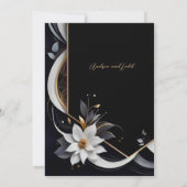 Abstrakte, moderne Hochzeit in Weiß und Gold Einladung (Rückseite)