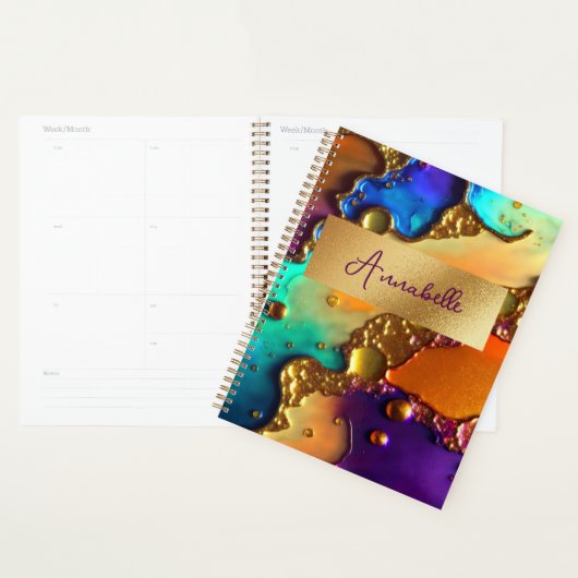 Abstrakte moderne Jewel & Gold Wirbel Planer (Anzeige)