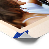 Abstrakte Moderne Kunst Beige Blaues Foto Poster (Ecke)