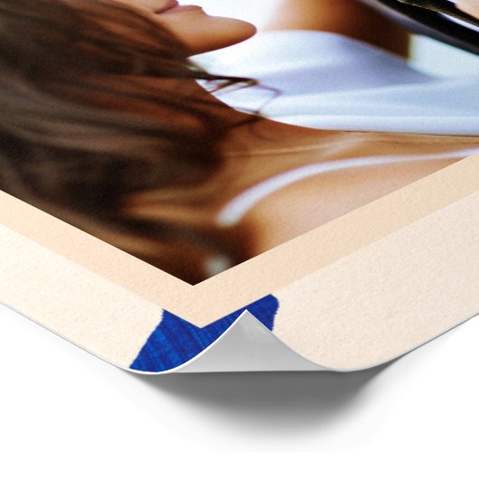 Abstrakte Moderne Kunst Beige Blaues Foto Poster (Ecke)