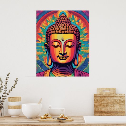 Abstrakte Moderne Kunst | Calm Buddha Portrait Poster (Küche)