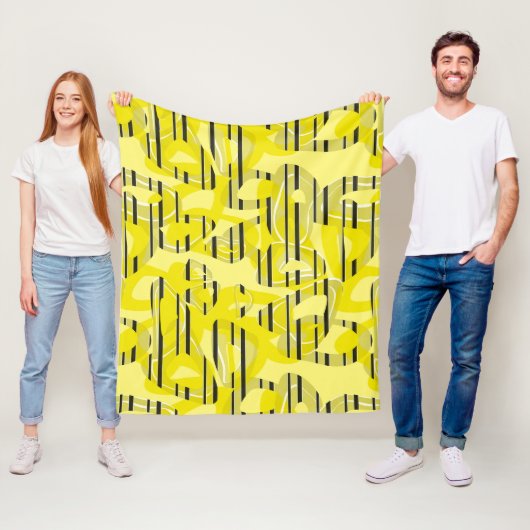 Abstrakte, moderne Kunst, gestreift, gelb, schwarz Fleecedecke (Beispiel)