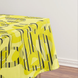 Abstrakte, moderne Kunst, gestreift, gelb, schwarz Tischdecke