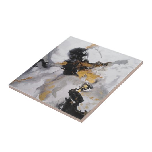 Abstrakte Moderne Kunst Grau, Weiß, Schwarz und Go Fliese (Seite)
