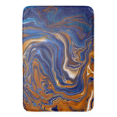 Abstrakte moderne Kunst in Blau und Kupfer Badematte (Vorderseite Vertikal)