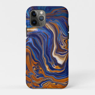 Abstrakte moderne Kunst in Blau und Kupfer Case-Mate iPhone Hülle