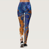 Abstrakte moderne Kunst in Blau und Kupfer Leggings (Rückseite)