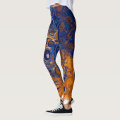 Abstrakte moderne Kunst in Blau und Kupfer Leggings (Links)