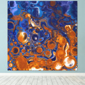 Abstrakte moderne Kunst in Blau und Kupfer Leinwanddruck (Insitu (Holzboden))