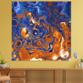 Abstrakte moderne Kunst in Blau und Kupfer Leinwanddruck (Insitu (Wohnzimmer))