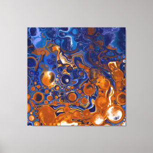 Abstrakte moderne Kunst in Blau und Kupfer Leinwanddruck
