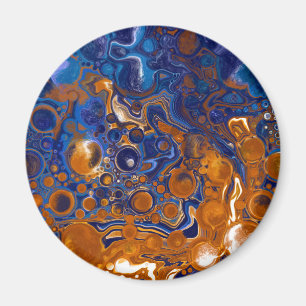 Abstrakte moderne Kunst in Blau und Kupfer Magnet