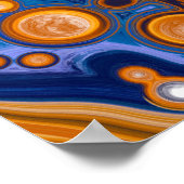 Abstrakte moderne Kunst in Blau und Kupfer Poster (Ecke)