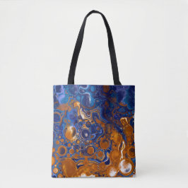 Abstrakte moderne Kunst in Blau und Kupfer Tasche