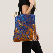 Abstrakte moderne Kunst in Blau und Kupfer Tasche (Von Nahem)