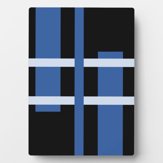 Abstrakte Moderne Kunst Lines Blue Black Fotoplatte (Vorderseite)