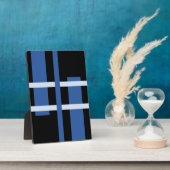 Abstrakte Moderne Kunst Lines Blue Black Fotoplatte (Seite)