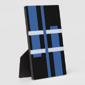 Abstrakte Moderne Kunst Lines Blue Black Fotoplatte (Seite)